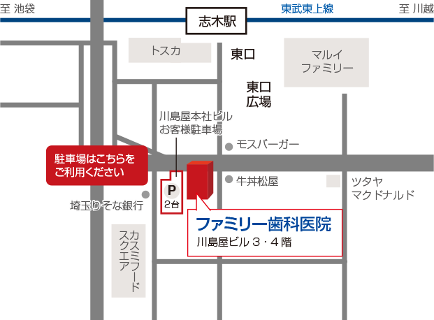 ファミリー歯科医院までのマップ